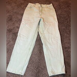 Lands end green denim Jeans mid rise straight size 14 J26